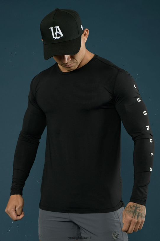 Youngla Clothing - YoungLA الرجال 424 زفير أكمام طويلة مضغوطة أسود 4L466B145 ملابس