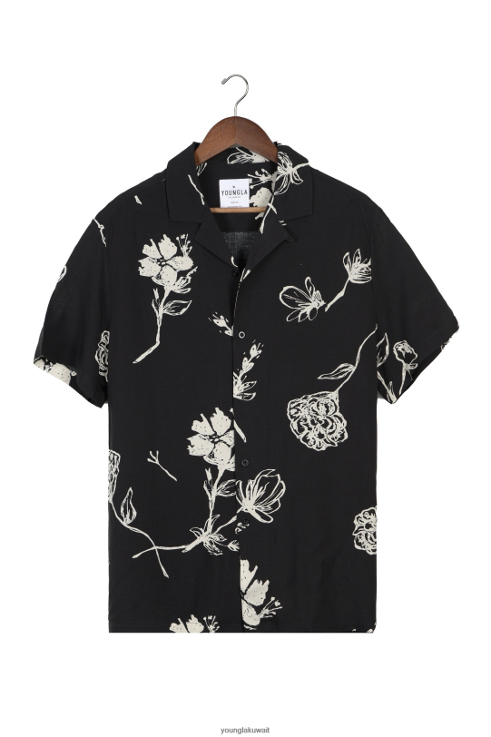 Youngla Clothing - YoungLA الرجال 445 قميص كابو فيبيز مطبوع زهرة منتصف الليل 4L466B316 ملابس