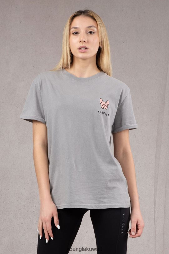 Youngla Clothing - YoungLA نحيف W417 إيجي تي شيرت كبير الحجم غسل رمادي فاتح 4L466B1057 ملابس
